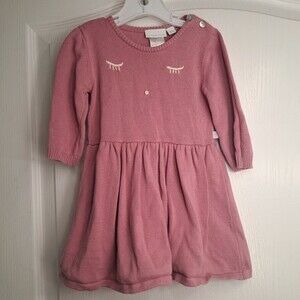 Elegant Baby Rose Pink Knit Sweater Dress